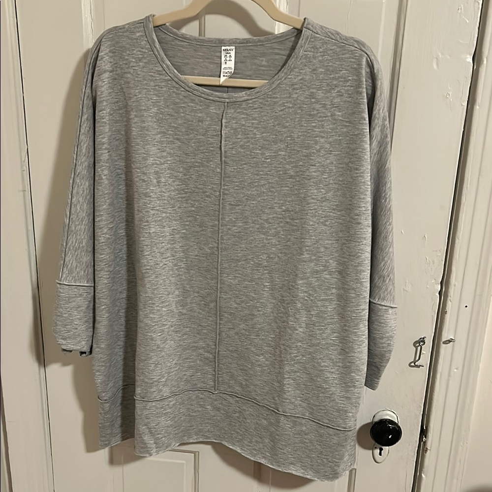 SPANX Gray Oversized 3/4 Sleeve Sweatshirt